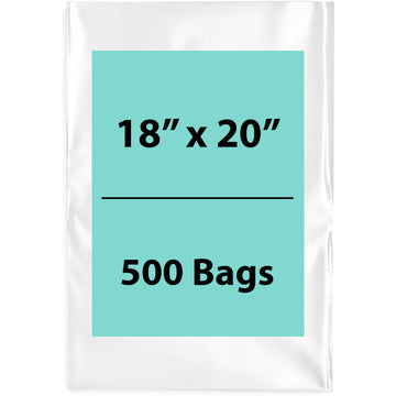 Clear Poly Bags 2 Mil Size: 18 inch (width) X 20 inch (Height) Pack of 500 Bags